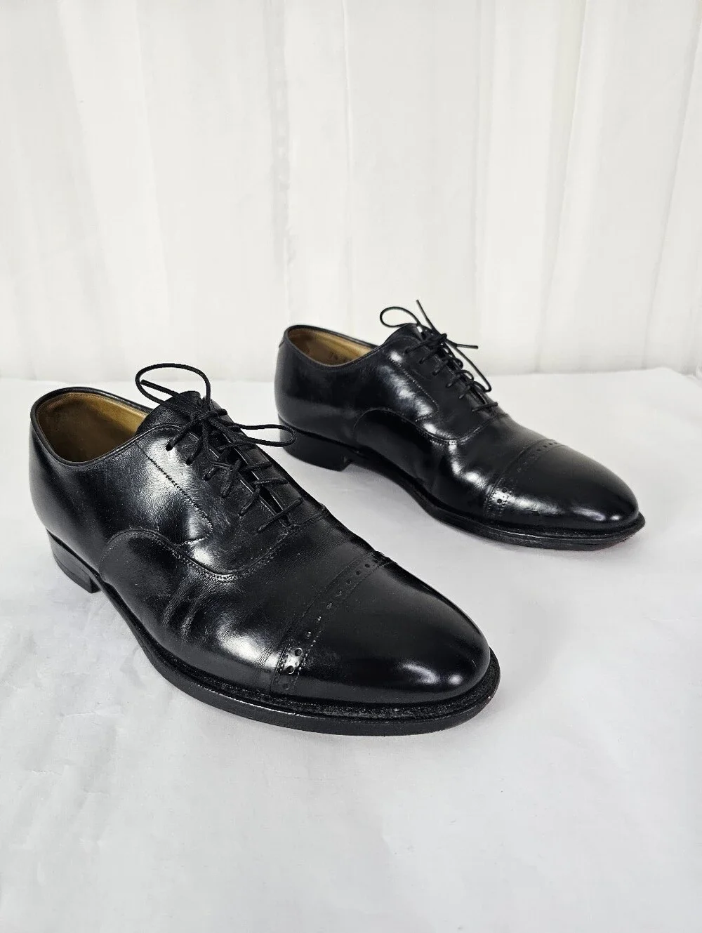 Johnston & Murphy Aristocraft Aldrich Black Leather Dress Shoes Oxfords Cap Toe